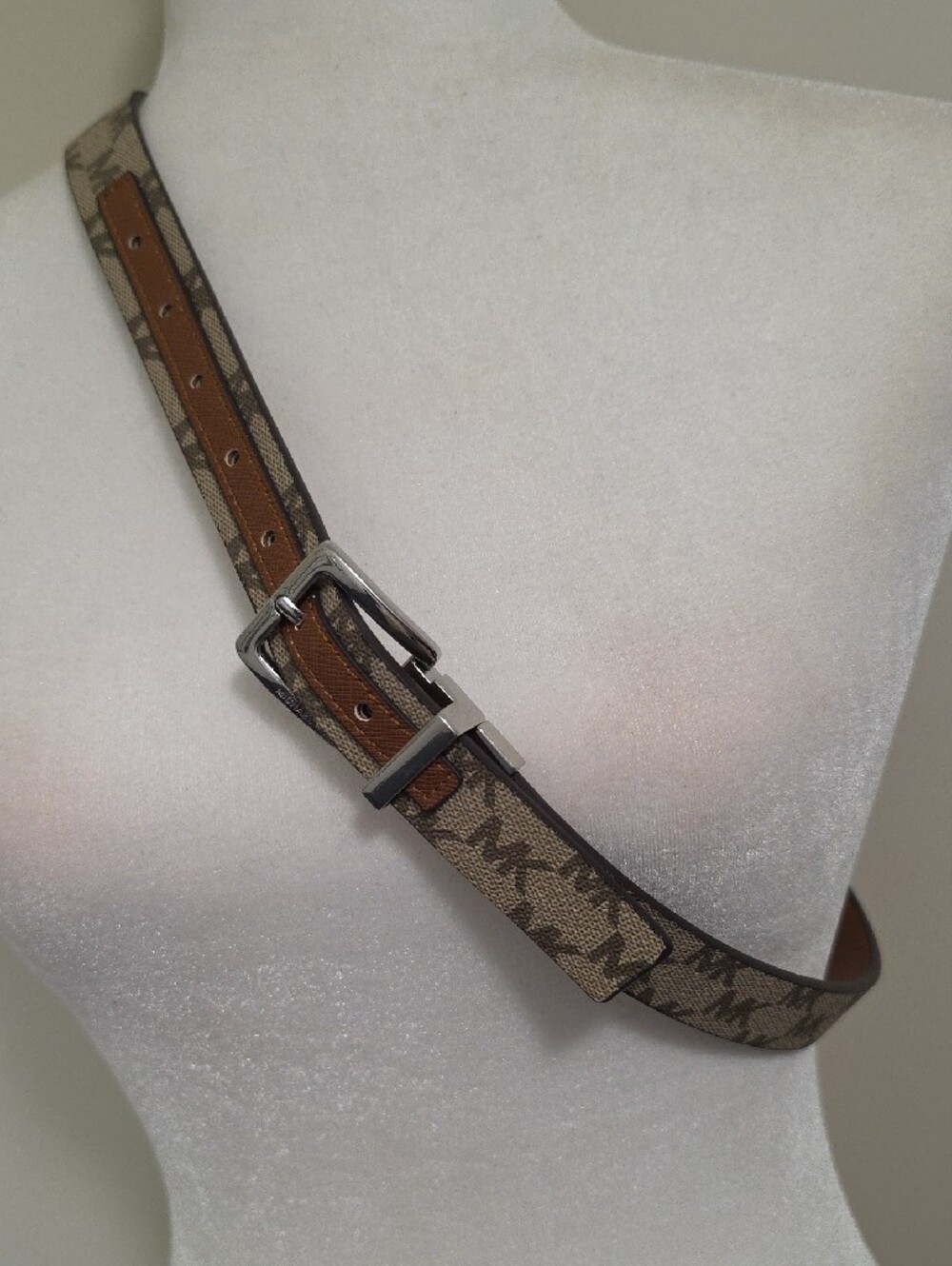 Michael Kors Reversible Signature MK Monogram Narrow Belt - Size Medium M (41")